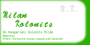milan kolonits business card